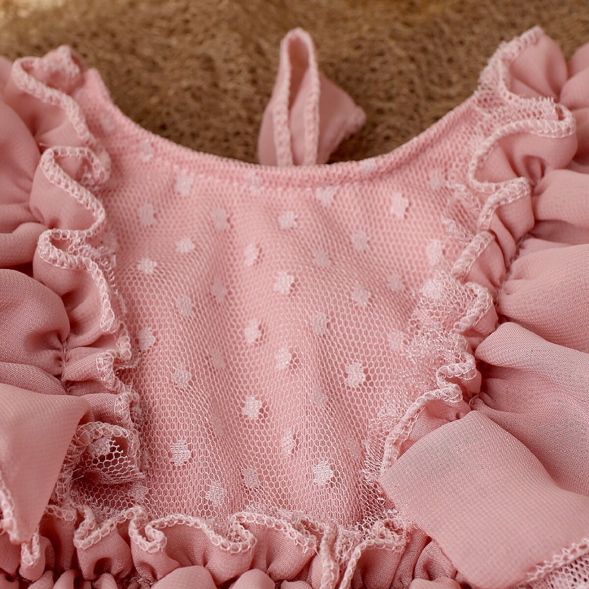 Newborn Bow Hair Band Chiffon Polka Dots Baby Romper Two-piece Set