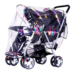 Double Seat Baby Stroller Waterproof Cover with Storage Bag for Tandem Twin Pushchair for Rainy Day Use