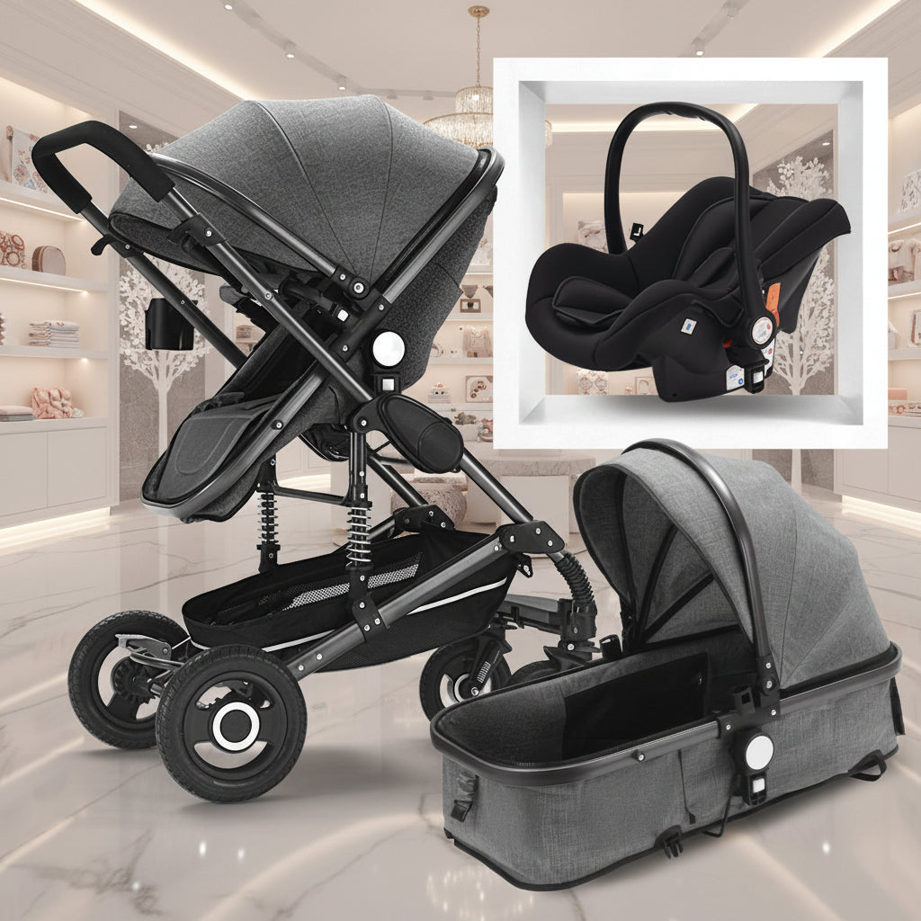 Portable Folding Stroller Lie Flat For Newborn Babies Aluminum Frame Baby Cart