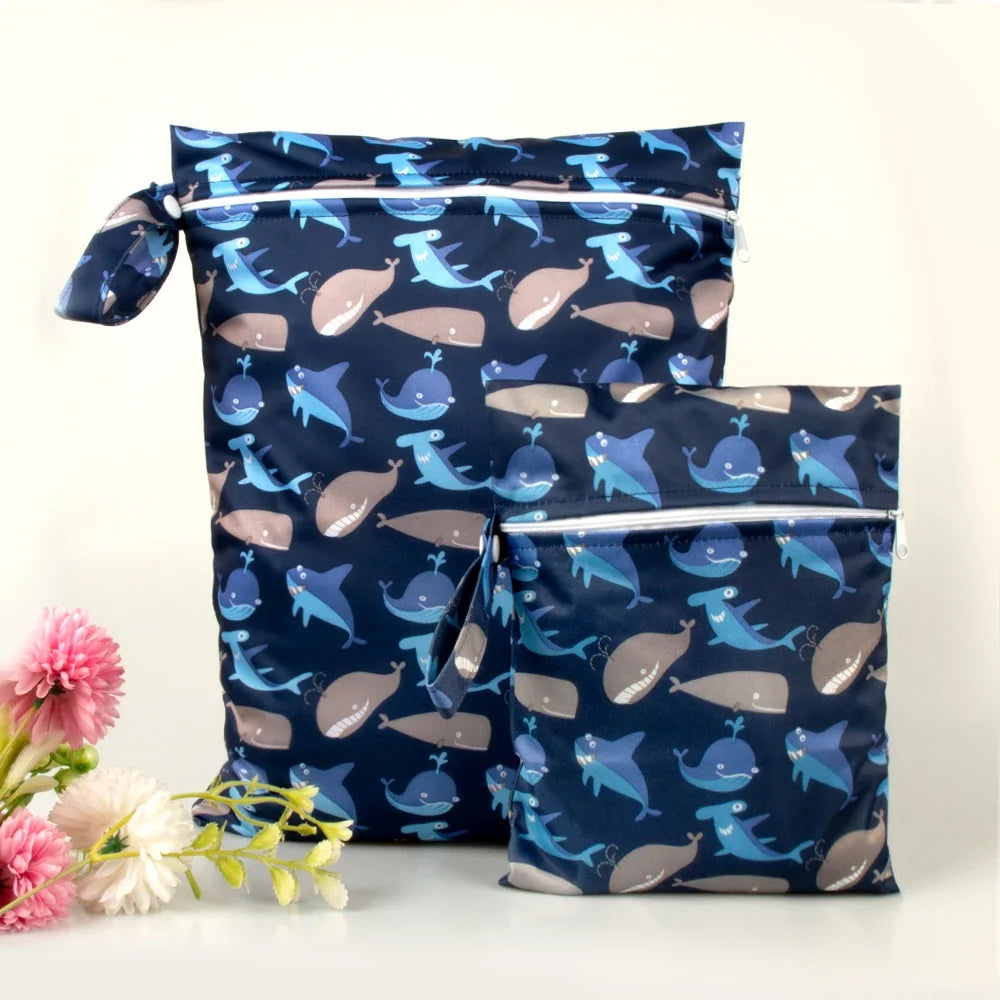 Babyshow 2pcs Cloth Diaper Wet Bags Waterproof Reusable Travel Beach Pool Daycare Soiled Baby Items Yoga Gym Bag for Kid & Mom