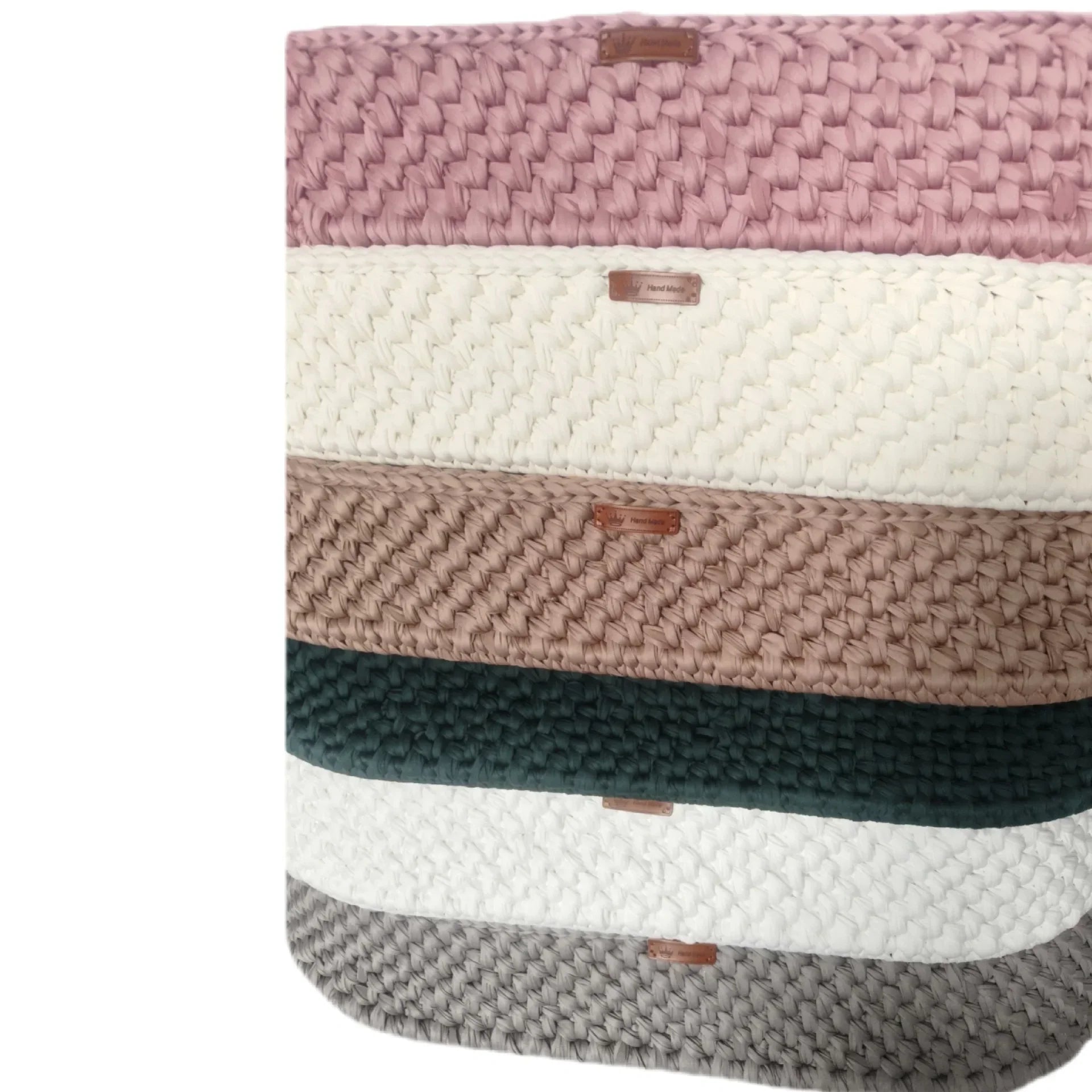 Hand Crocheted Single Layer Moses Cradle Cotton Rope Woven Crib Cloth Strips Woven Newborn Cradle