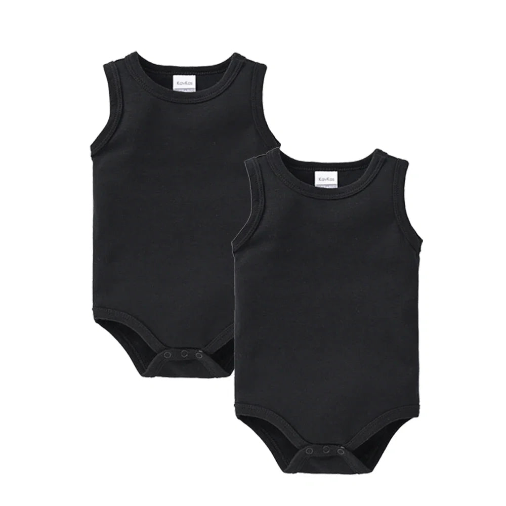 Kavkas 2 Pcs/lot Summer Baby Boy Girls Clothes Vest Design 100% Cotton Sleeveless Newborn Clothing