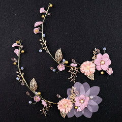 Flower Wreath Headdress Pink Headband Wedding Dress Headband