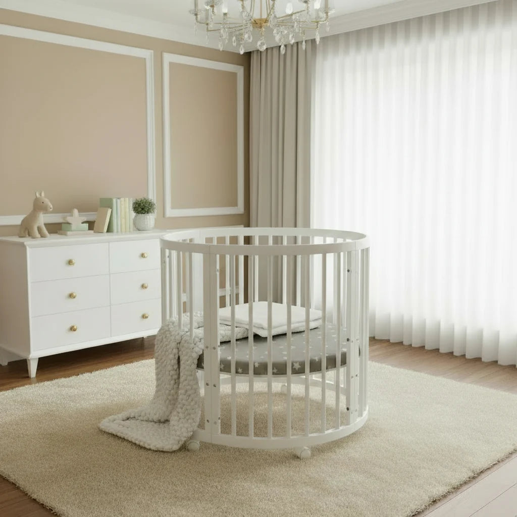 Solid Wood Oval Baby Crib Luxe Collection Exclusive