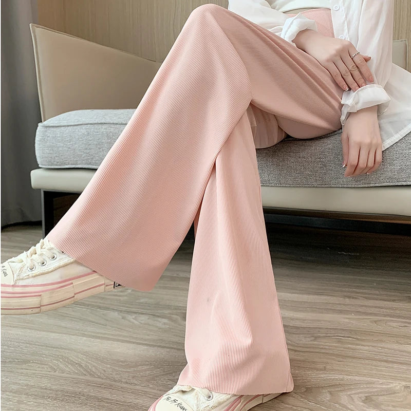 Maternity Straight Pants Summer Thin Cool Cotton Low Waist U Belly Clothes For Pregnant Women Wide Leg Loose Pregnancy Trousers