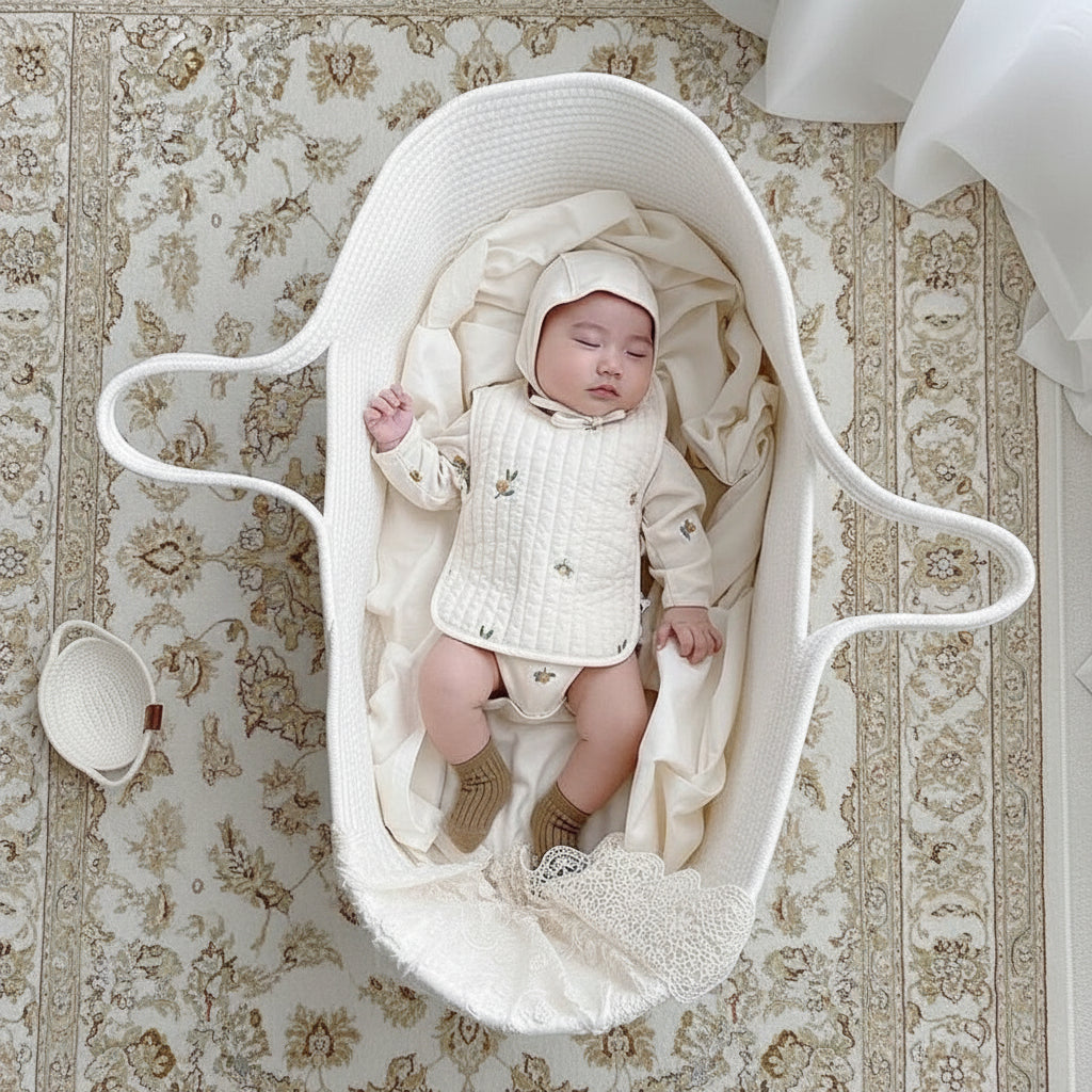 Cotton Rope Newborn Carrying Basket Natural Luxe Collection