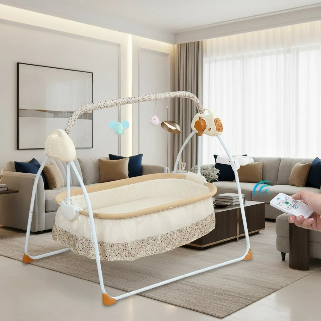 Electric Baby Cradle Deluxe Foldable With Music And Swing