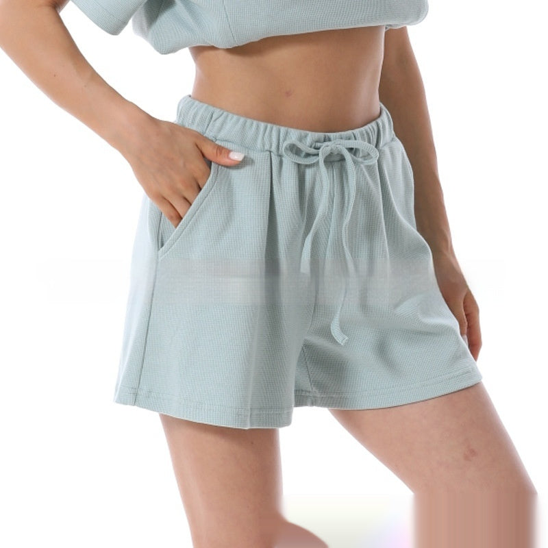 Home Wear Summer Waffle Short Maternity Suit