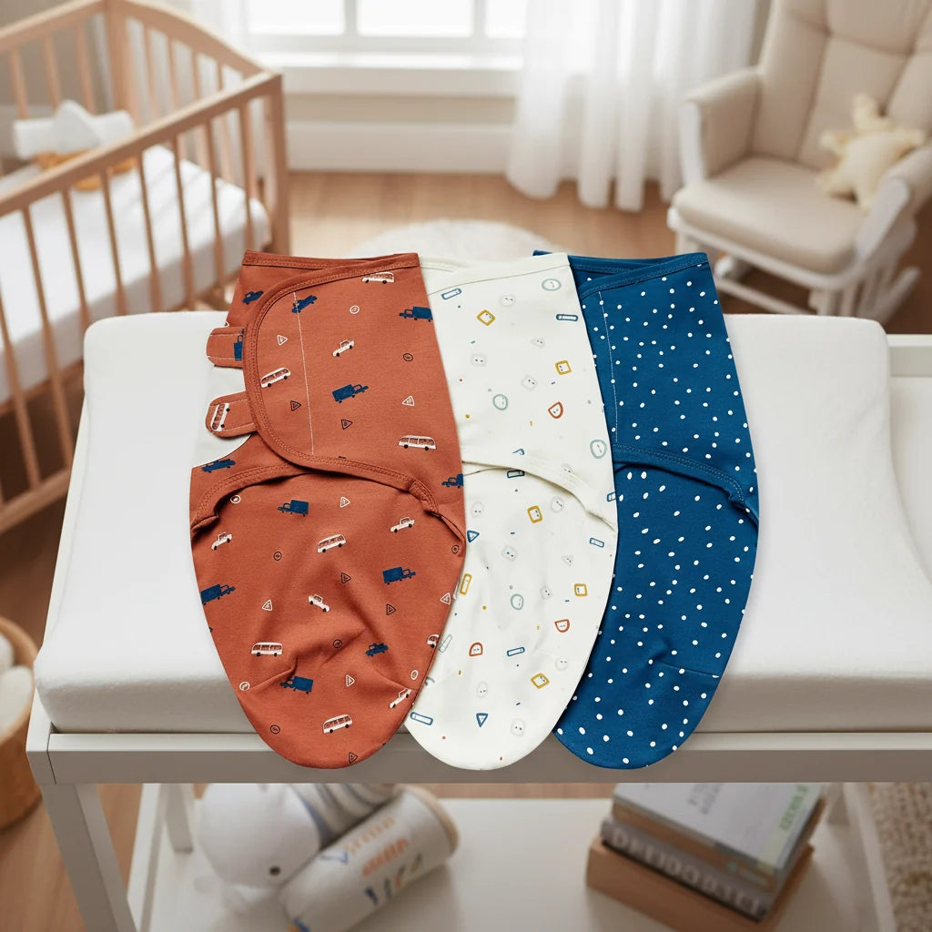 Baby Sleeping Bag Newborn Swaddle Cocoon Wrap 100 Percent Cotton Three Piece Set