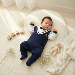 College Style Gentleman Baby Jumpsuit