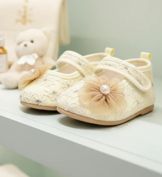 Floral Lace Mary Jane Baby Shoes Soft Sole Prewalker Exclusive
