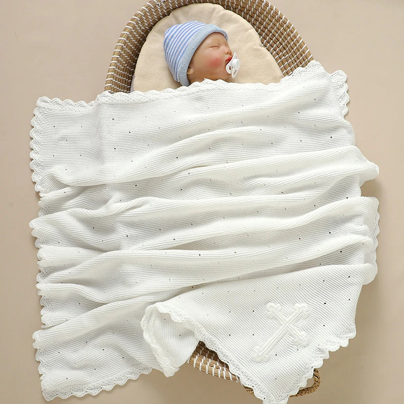 Cotton Baby Blanket Knitted Newborn Boy Girl Bed Crib Quilt 100*80CM Infant Stroller Swaddle Fashion Solid Cross Plaid Wrap Soft
