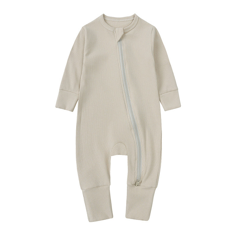 Newborn Clothes Solid Color Rib Fabric Romper