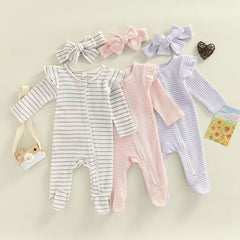 Newborn Baby Zipper Leg Wrap Romper