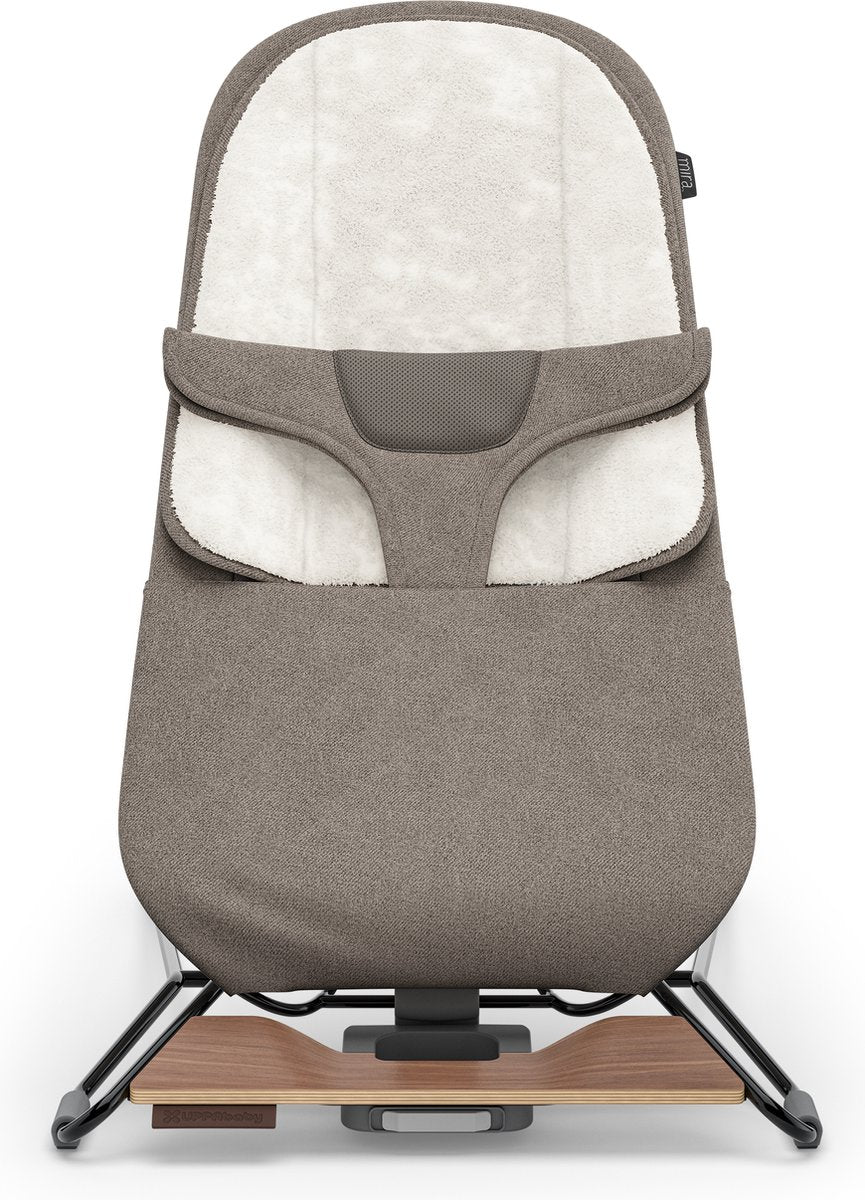 Uppababy - mira wells - rocking chair - bouncer - taupe - black frame with wooden base - baby and toddler - 2-in-1 rocking chair - relax