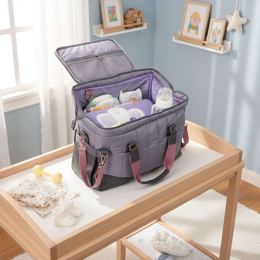 Milk Moo Diaper Bag Quilted Dark Gray Limited Edition