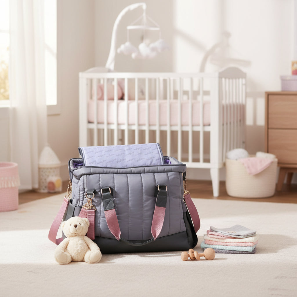 Milk Moo Diaper Bag Quilted Dark Gray Limited Edition