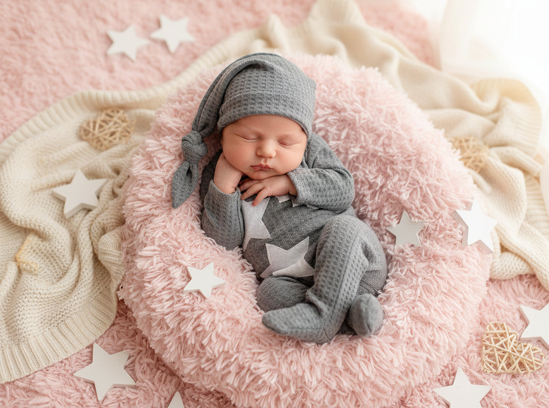 Moonbeam Baby Stars And Moon Knitted Jumpsuit - Cozy Knit For Newborn Photos