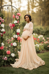 Lace Chiffon Patchwork Maternity Dress