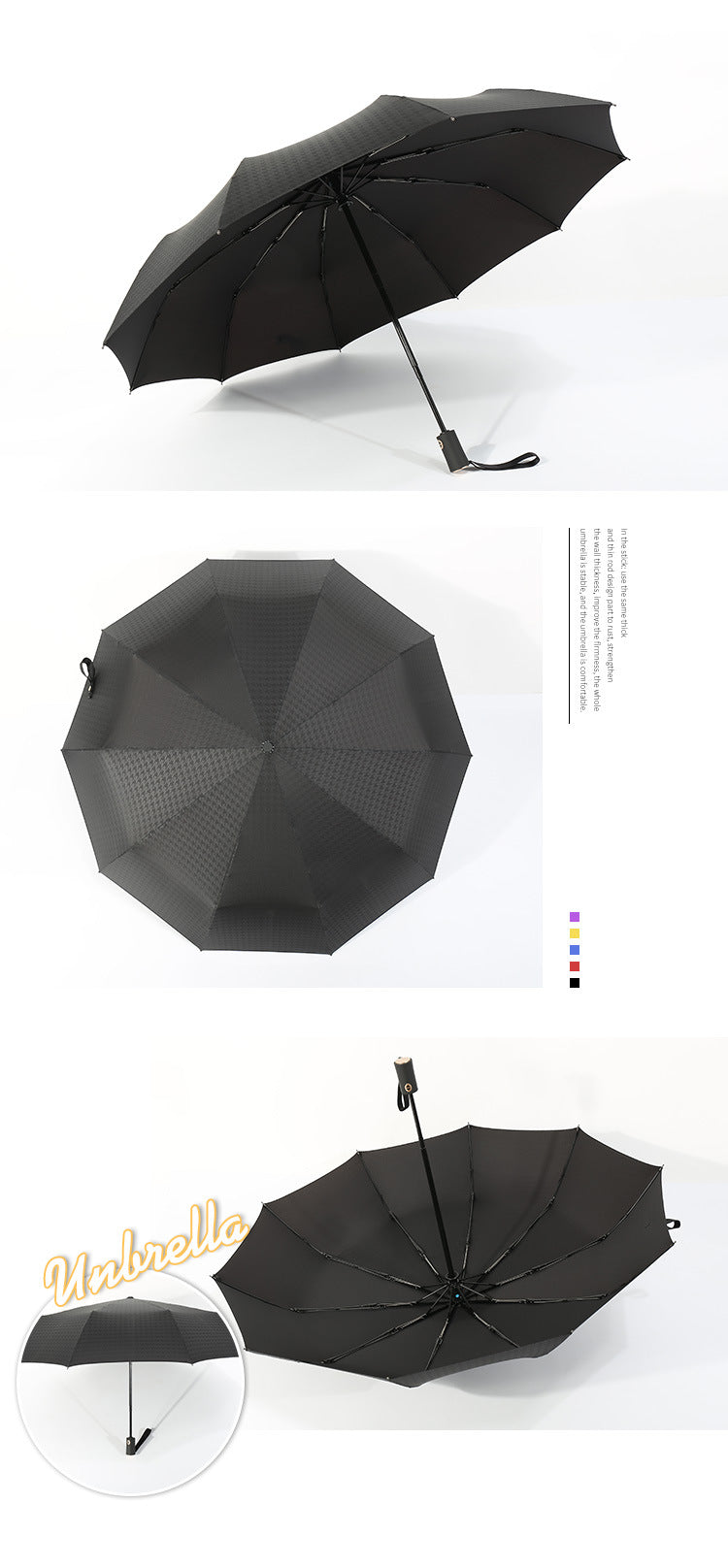 Self-opening Umbrella Ten-bone Three-fold Vinyl Sun Umbrella Sunny And Rainy Dual-use Business Plus Size Windproof Advertising Gift Umbrella