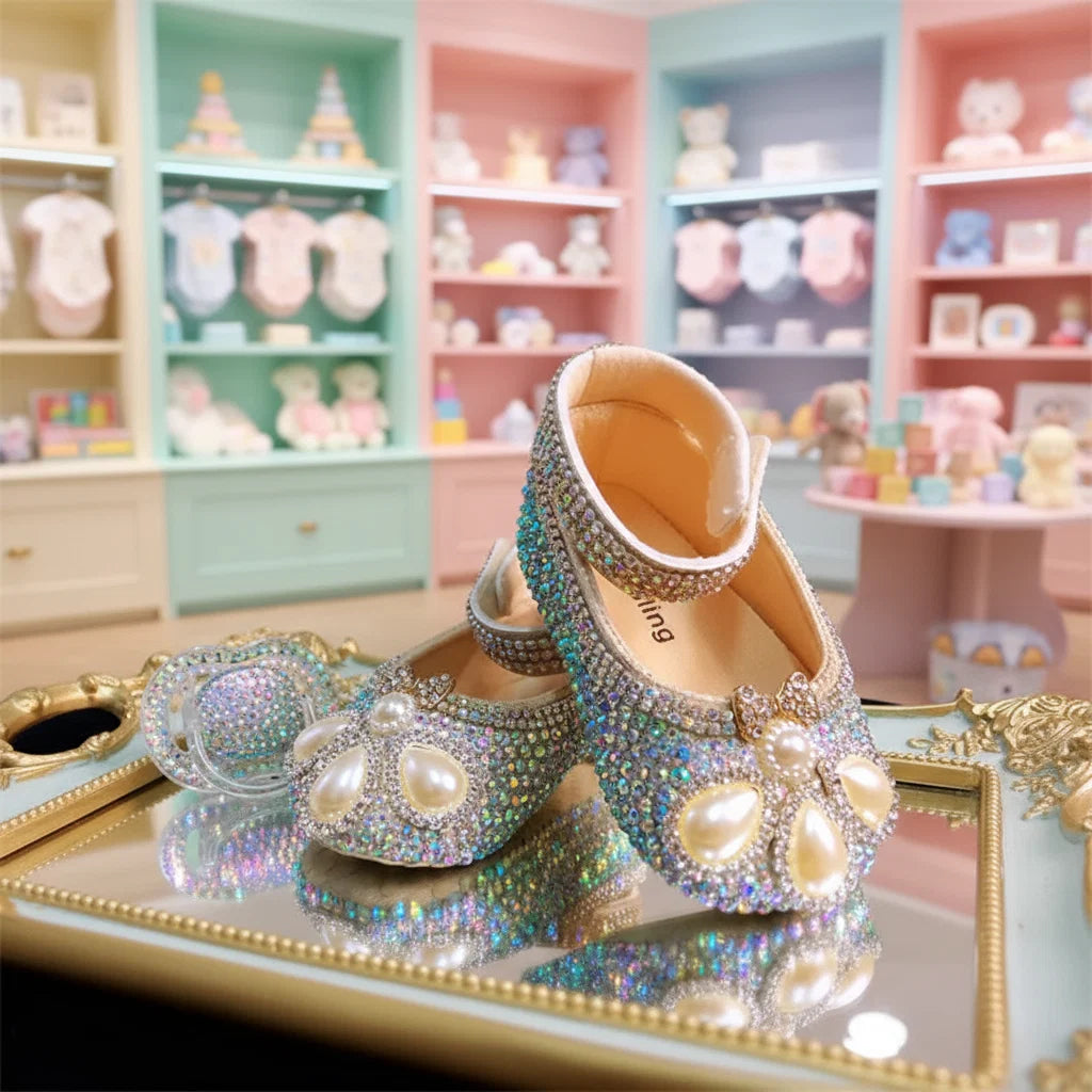 Dollbling Baby Diamonds And Pearls Pearl Rhinestone Baby Girl Shoes For Birthday