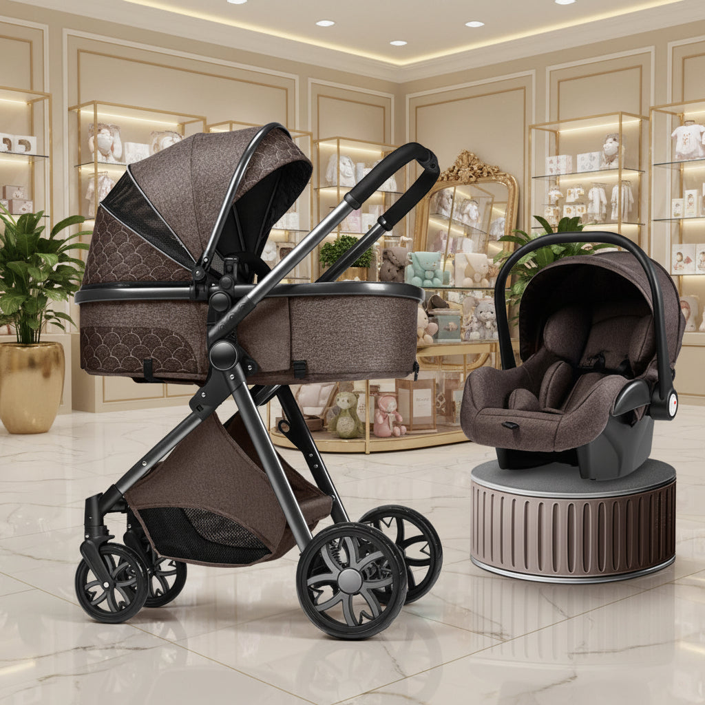 Lightweight Folding Two Way Shock Absorbing Newborn Baby Stroller