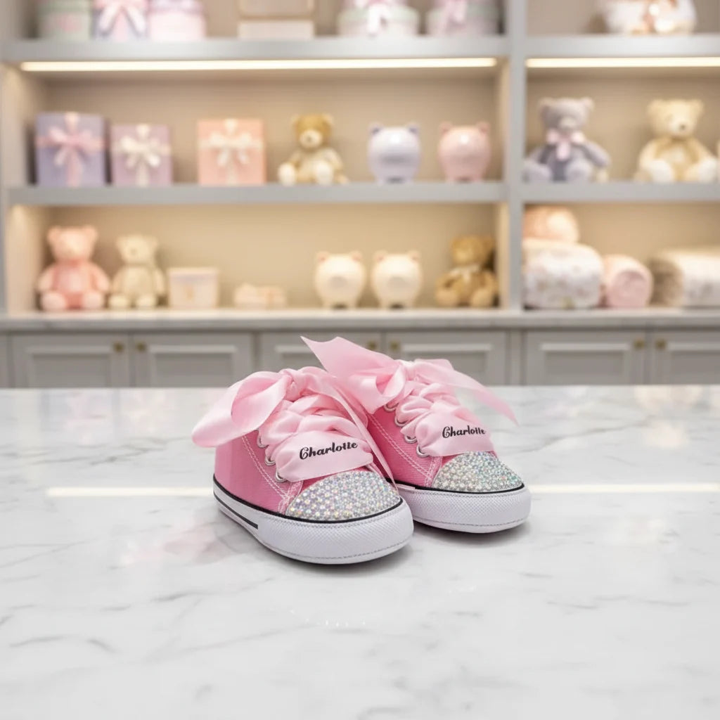 Dollbling Exclusive Name Print Moccasin Baby Shoes