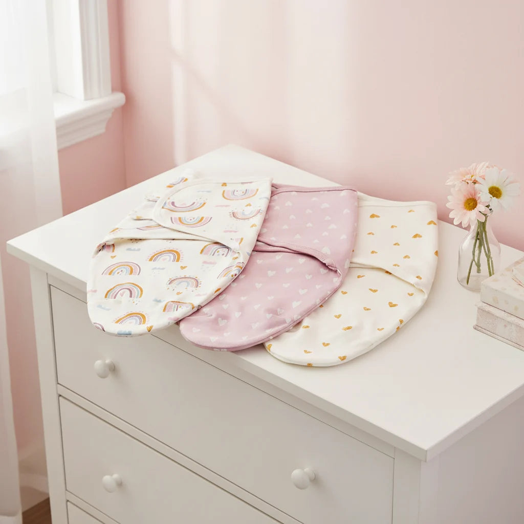 Baby Sleeping Bag Newborn Swaddle Cocoon Wrap 100 Percent Cotton Three Piece Set