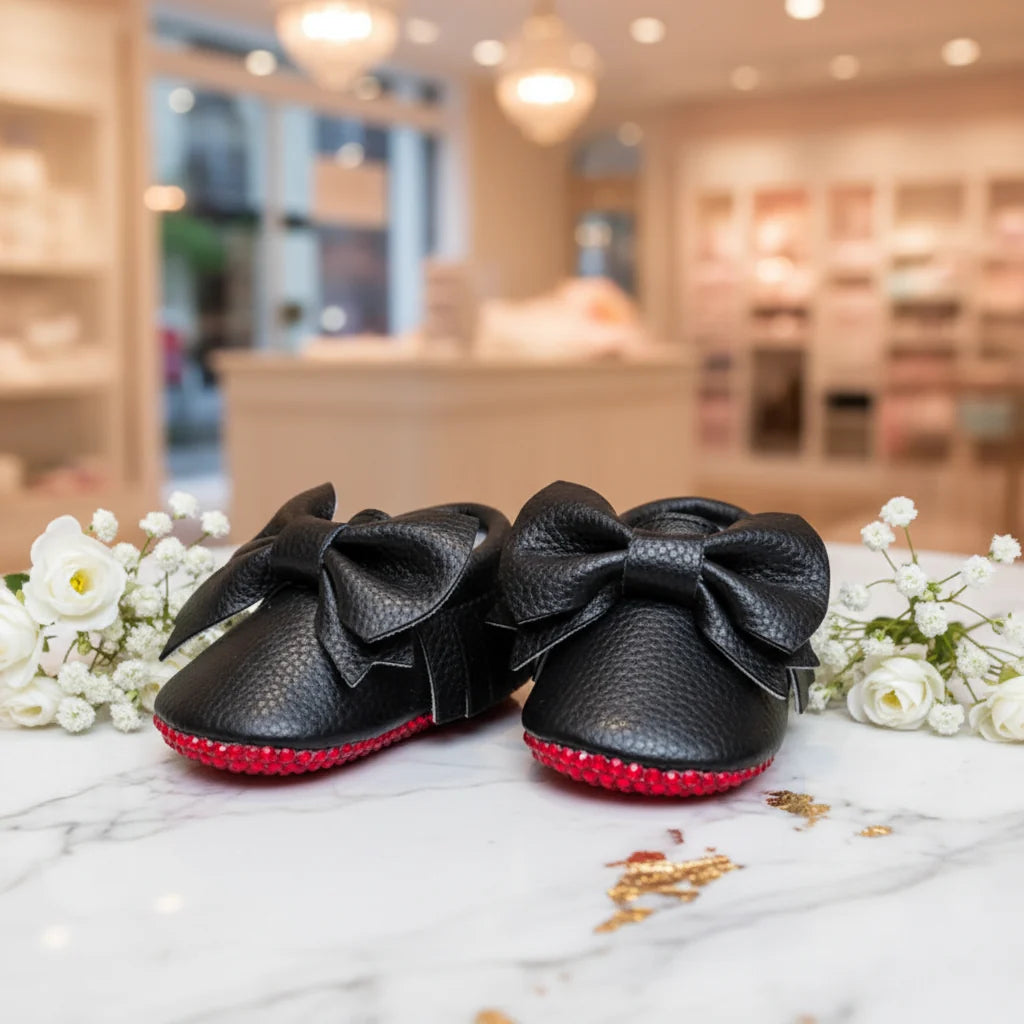 Dollbling Italian Vegan Lamb Leather Mary Janes Bowknot Toddler Baby Girl Shoes