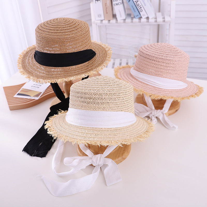 Sun-proof Sun Hollow-out Straw Hat British Flat Top