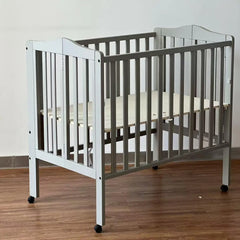 Boy Adjustable Gray Modern Multifunctional Sleeping Wooden Foldable Crib Baby Bed for Newborns