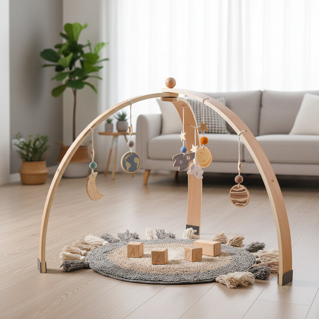 Triangle Rack Wooden Fitness Equipment Newborn Baby Crib Toy