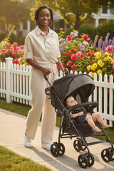 Lightweight Stroller, Compact Easy Fold MultiPosition Recline Canopy Backrest, Carbon Steel Frame, Large Storage Basket,Cup Holder, Umbrella Toddler Baby Stroller For Travel, Dark Gray/Black