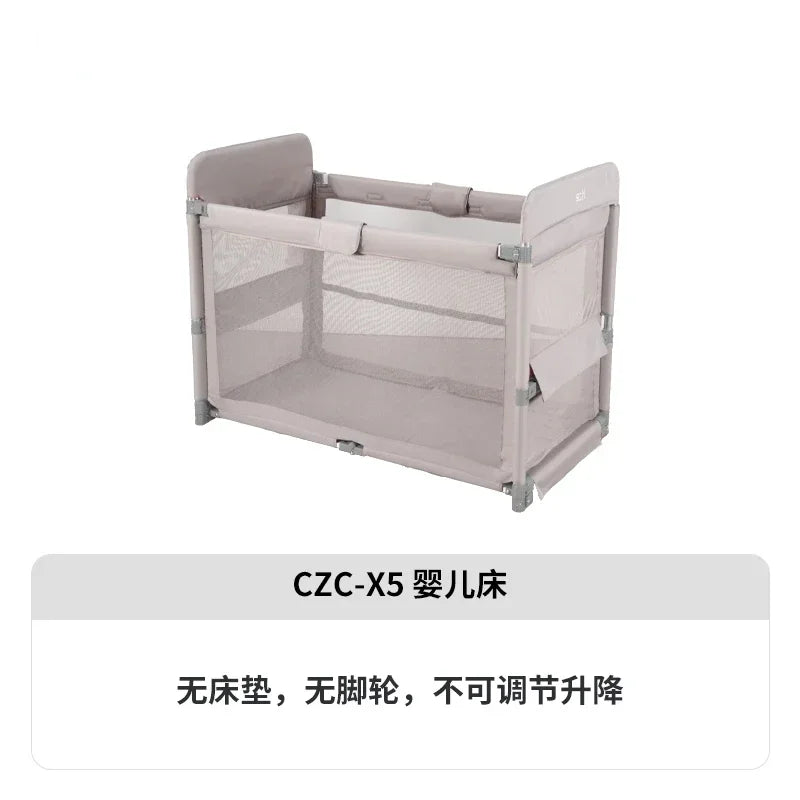 Smart baby crib folding and splicing large bed, multifunctional newborn baby crib, portable, movable, and adjustable