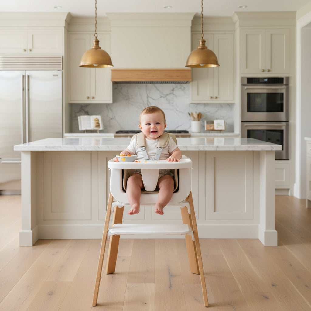 Solid Wood Adjustable Baby Dining Chair For Infants