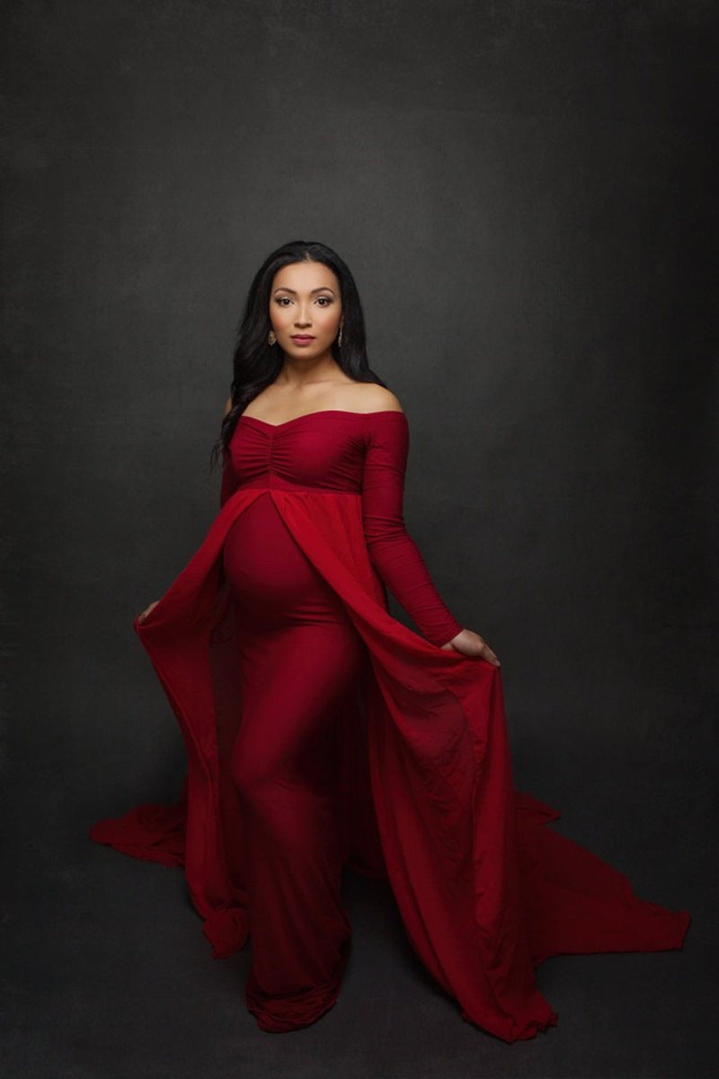 Photo Mopping Long Maternity Skirt