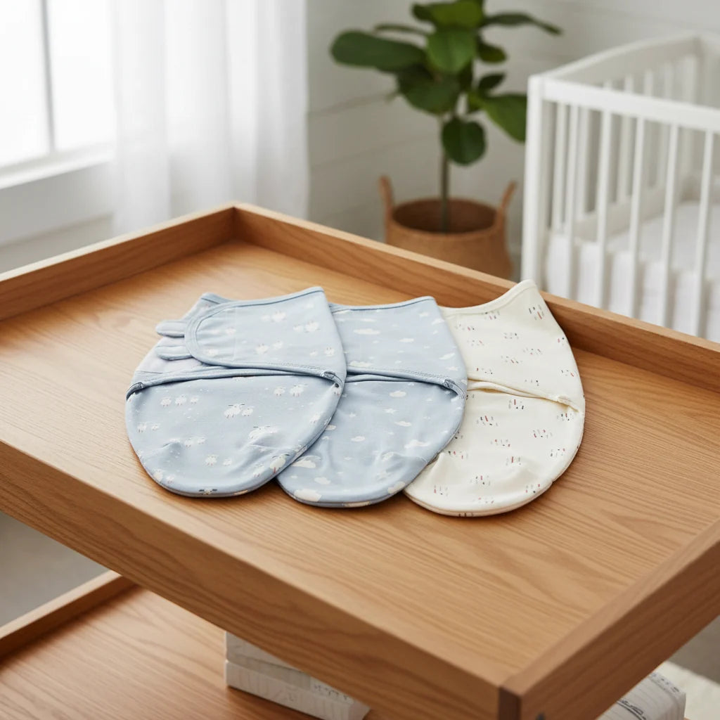 Baby Sleeping Bag Newborn Swaddle Cocoon Wrap 100 Percent Cotton Three Piece Set