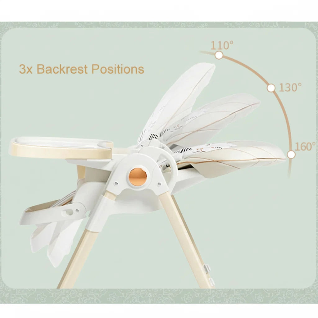 Luxury Baby High Chair Assembly Free Removable Seat And Tray Adjustable Height