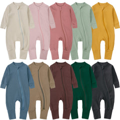 Newborn Clothes Solid Color Rib Fabric Romper