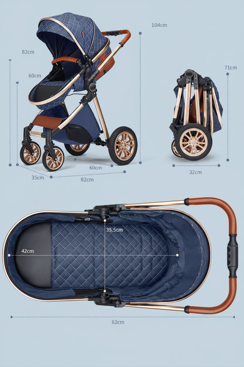 Lightweight Folding Two Way Shock Absorbing Newborn Baby Stroller