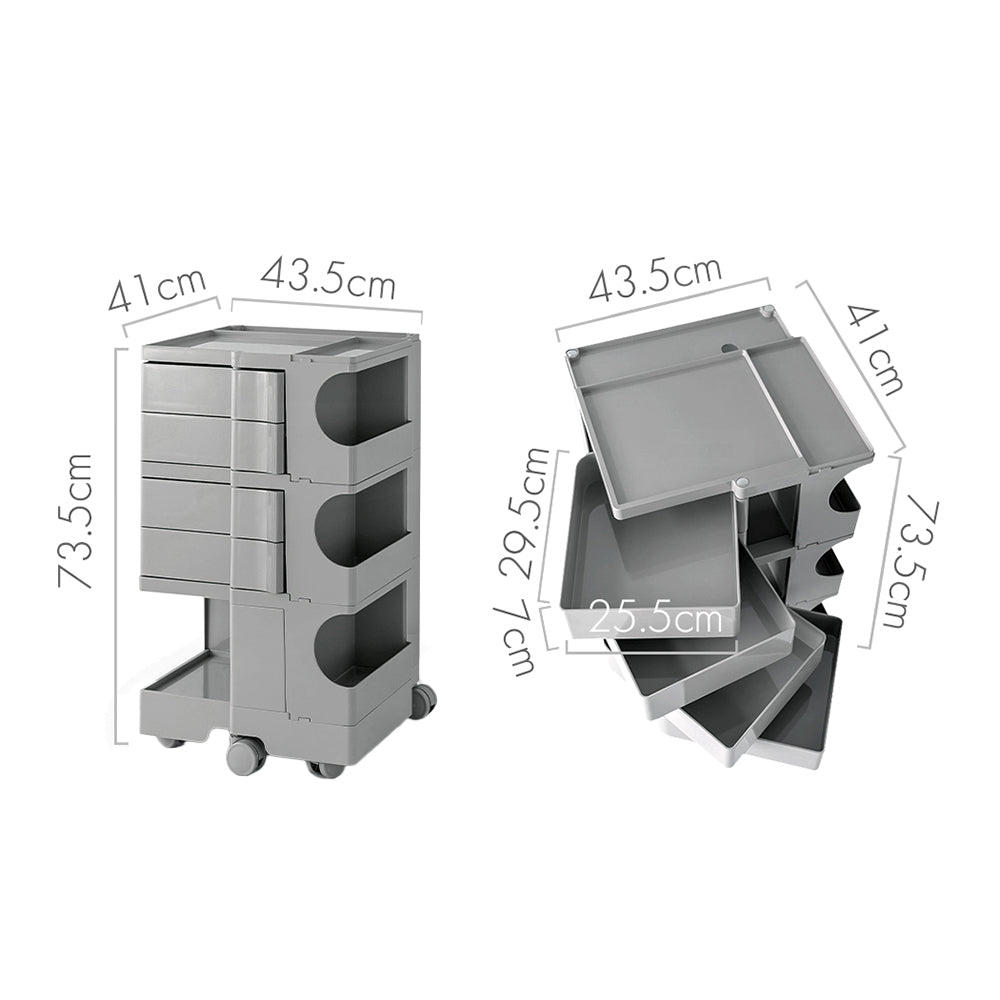 NNEDSZ Bedside Table Side Tables Nightstand Organizer Replica Boby Trolley 5Tier Grey