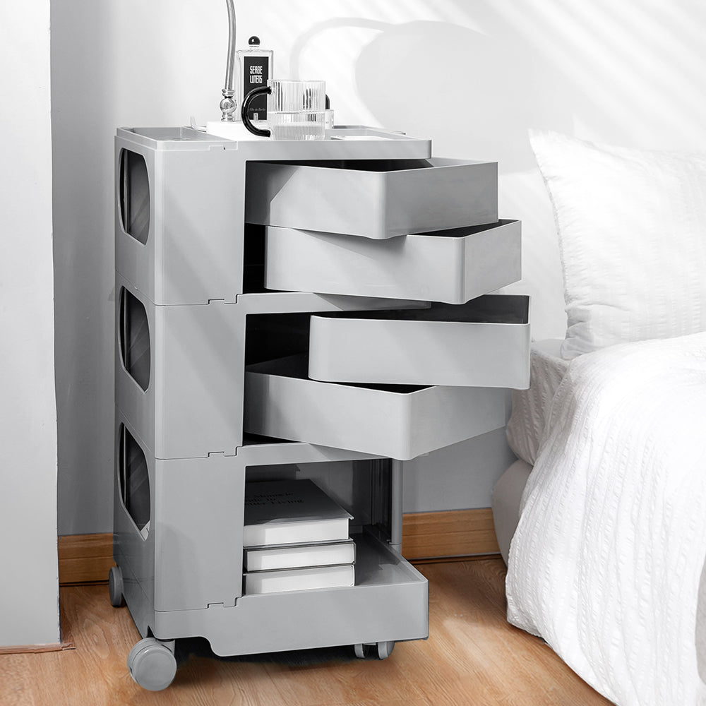 NNEDSZ Bedside Table Side Tables Nightstand Organizer Replica Boby Trolley 5Tier Grey