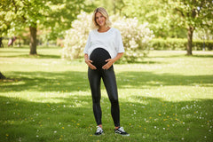 Subtle Foldover Waistband Faux Leather Maternity Leggings
