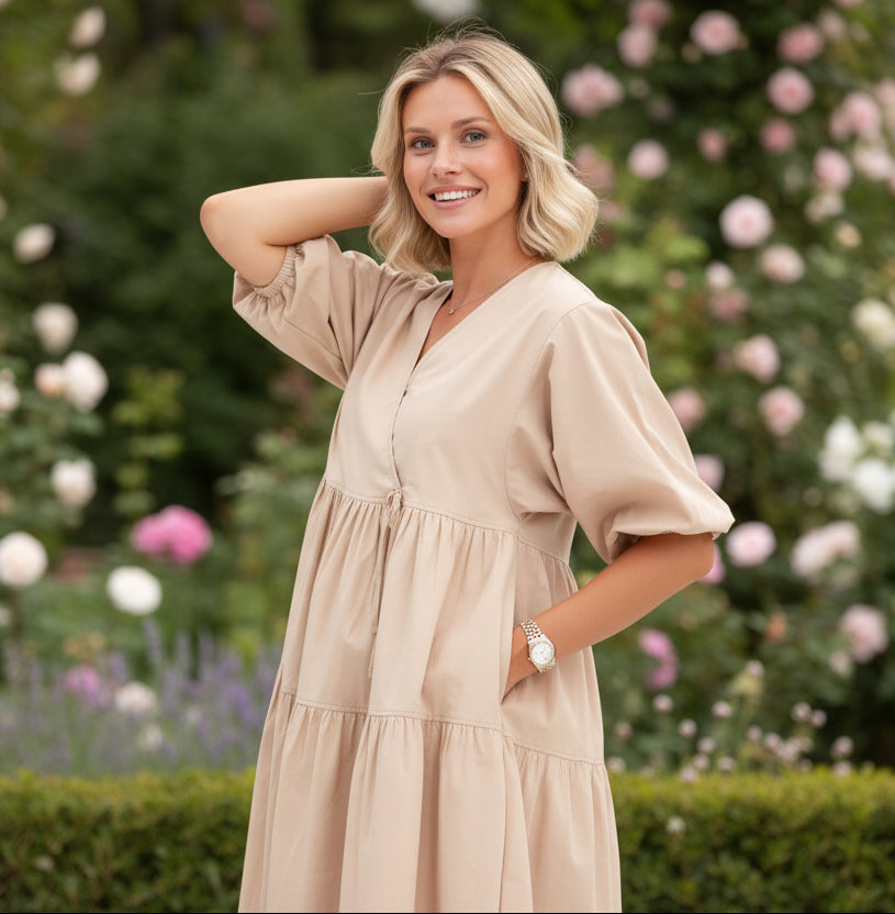 Waterfall Tie Waist A-Line Maternity/Nursing Wrap Dress