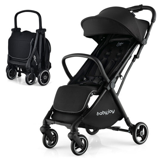 Lightweight Baby Stroller |Compact Travel Stroller for Airplane Fits Airplane Cabin & Overhead - Color: Black