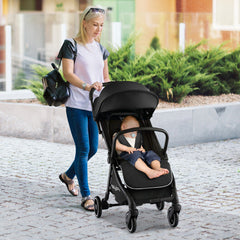 Lightweight Baby Stroller |Compact Travel Stroller for Airplane Fits Airplane Cabin & Overhead - Color: Black