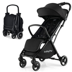 Lightweight Baby Stroller |Compact Travel Stroller for Airplane Fits Airplane Cabin & Overhead - Color: Black