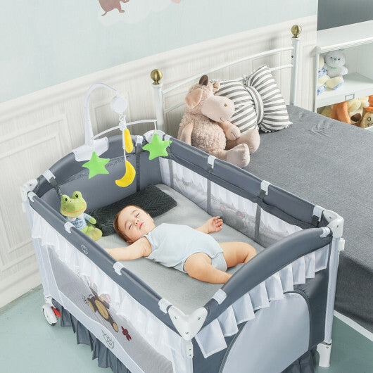 Portable Baby Playpen Crib Cradle with Carring Bag-Pink