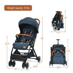Lightweight Aluminium Frame Baby Stroller with Net-Blue - Color: Blue