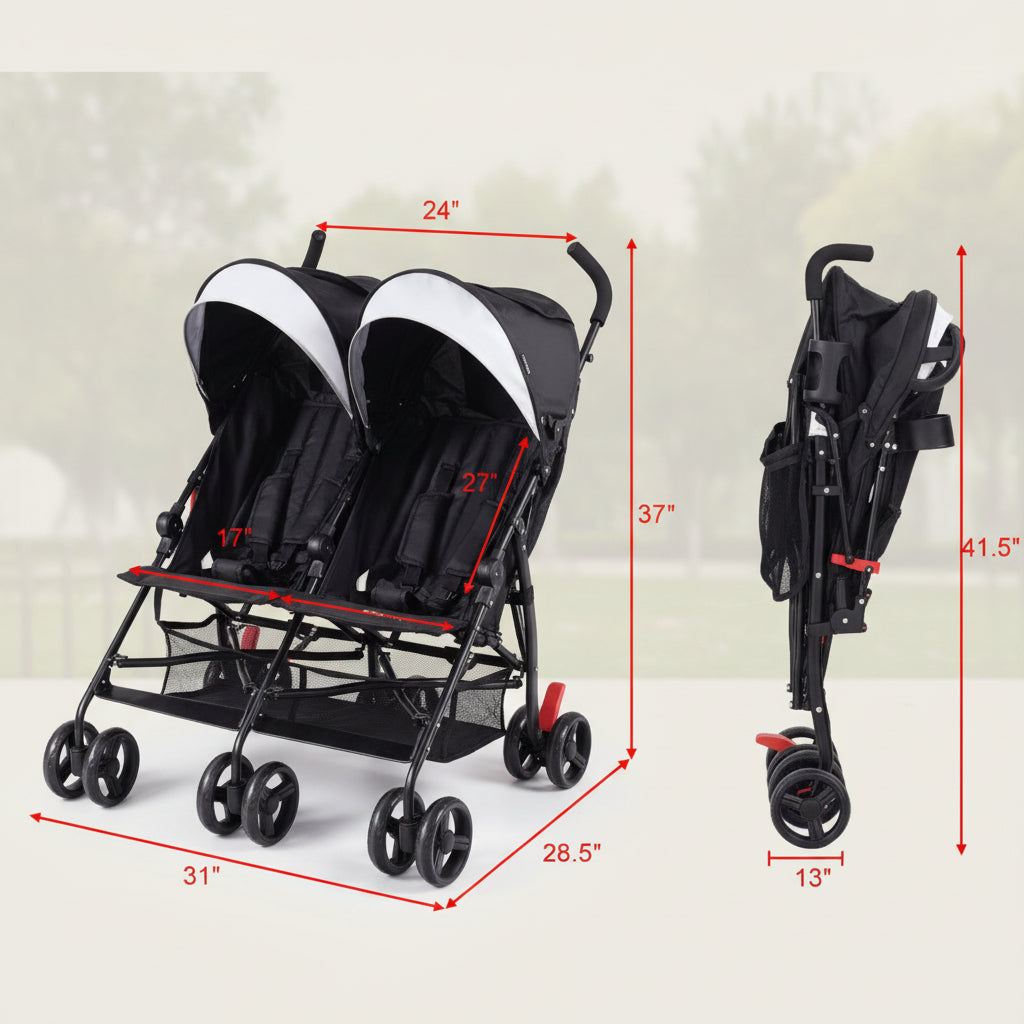 Foldable Twin Baby Stroller Ultralight Aluminum Elite